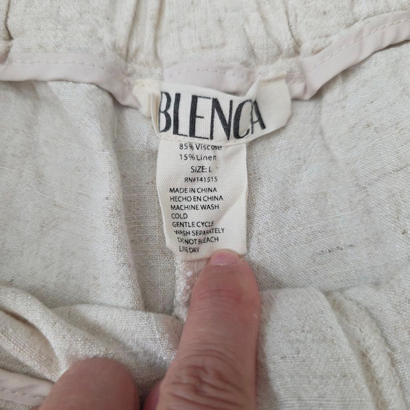 Women's Blenca Beige Linen Blend Shorts Size L Fit size S - Picture 4 of 5
